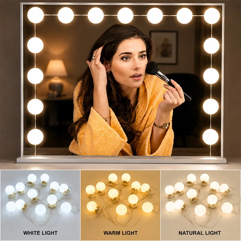 Dressing Table Mirror Light, Super Bright 10 LED Lights – 3 Modes & USB Type
