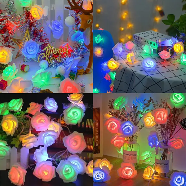 LED Rose String Fairy Lights – 80 Pcs Multi Color Rose