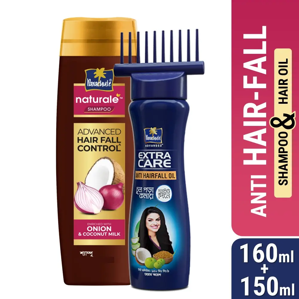 Parachute Anti Hairfall Oil Extra Care 150ml & Parachute Naturale Shampoo Advanced Hair Fall Control 160ml Combo