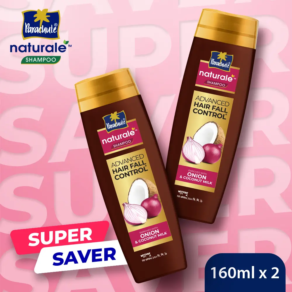 Parachute Naturale Shampoo Onion Advanced Hair Fall Control 160ml (Pack of 2