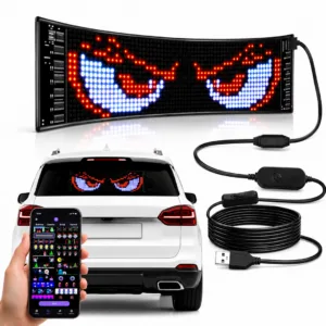 Truck Car Devil Eye LED Sign Car Scrolling Advertising USB 5V Bluetooth App Control Logo Light Custom Text Pattern Animation