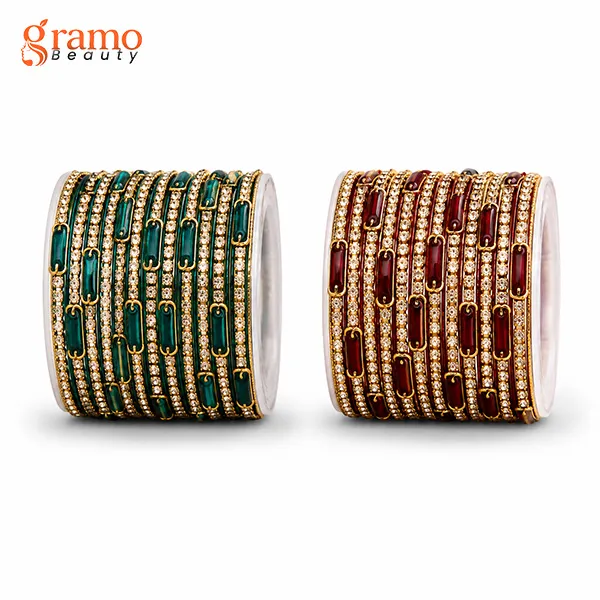 Raindrop Rainbow Glass Bangles With Stone Work. Premium Quality 12 piece Multicolor Churi