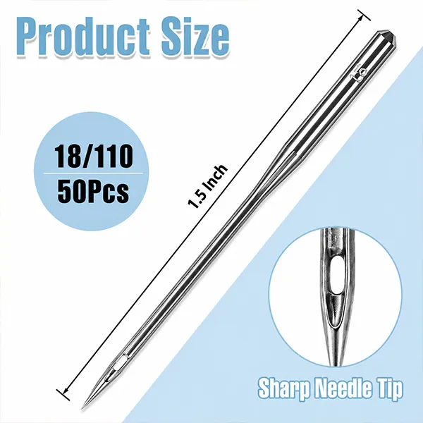 Universal Size 110/18 Heavy Duty Sewing Machine Needles for Home Sewing Machine 50Piece
